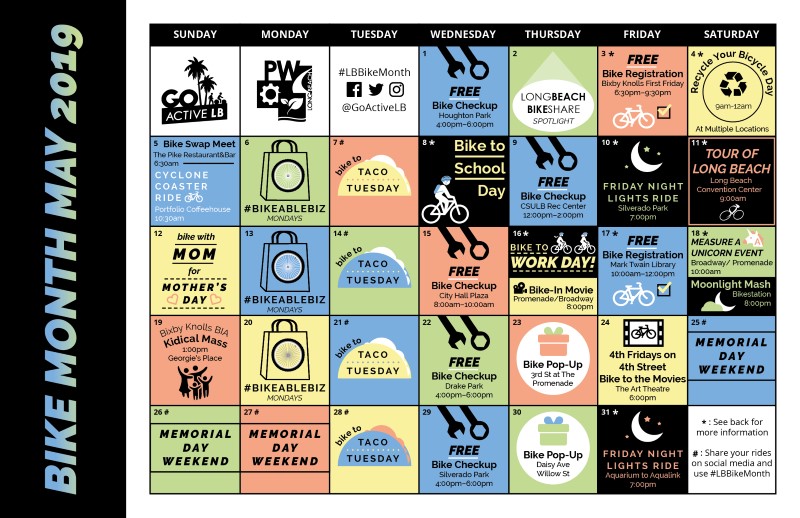 2019 Bike Month Calendar